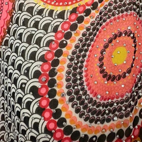 Jessica McClintock Sheer Kimono Wrap Multicolor Boho Circle Print Cover Up - Picture 5 of 9